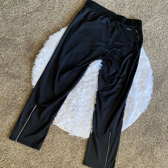 Nike Dri Fit Running Pants Fleece Lined Black Drawstring Waist Womens Medium - Picture 2 of 12